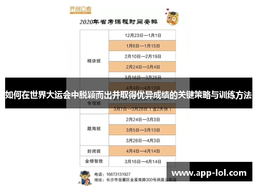 如何在世界大运会中脱颖而出并取得优异成绩的关键策略与训练方法
