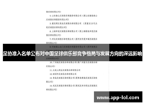 足协准入名单公布对中国足球俱乐部竞争格局与发展方向的深远影响